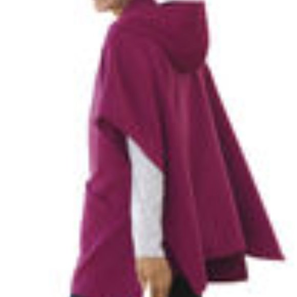 Burgundy Wine Hooded Poncho/Cape w/Zipper - Picture 8 of 8